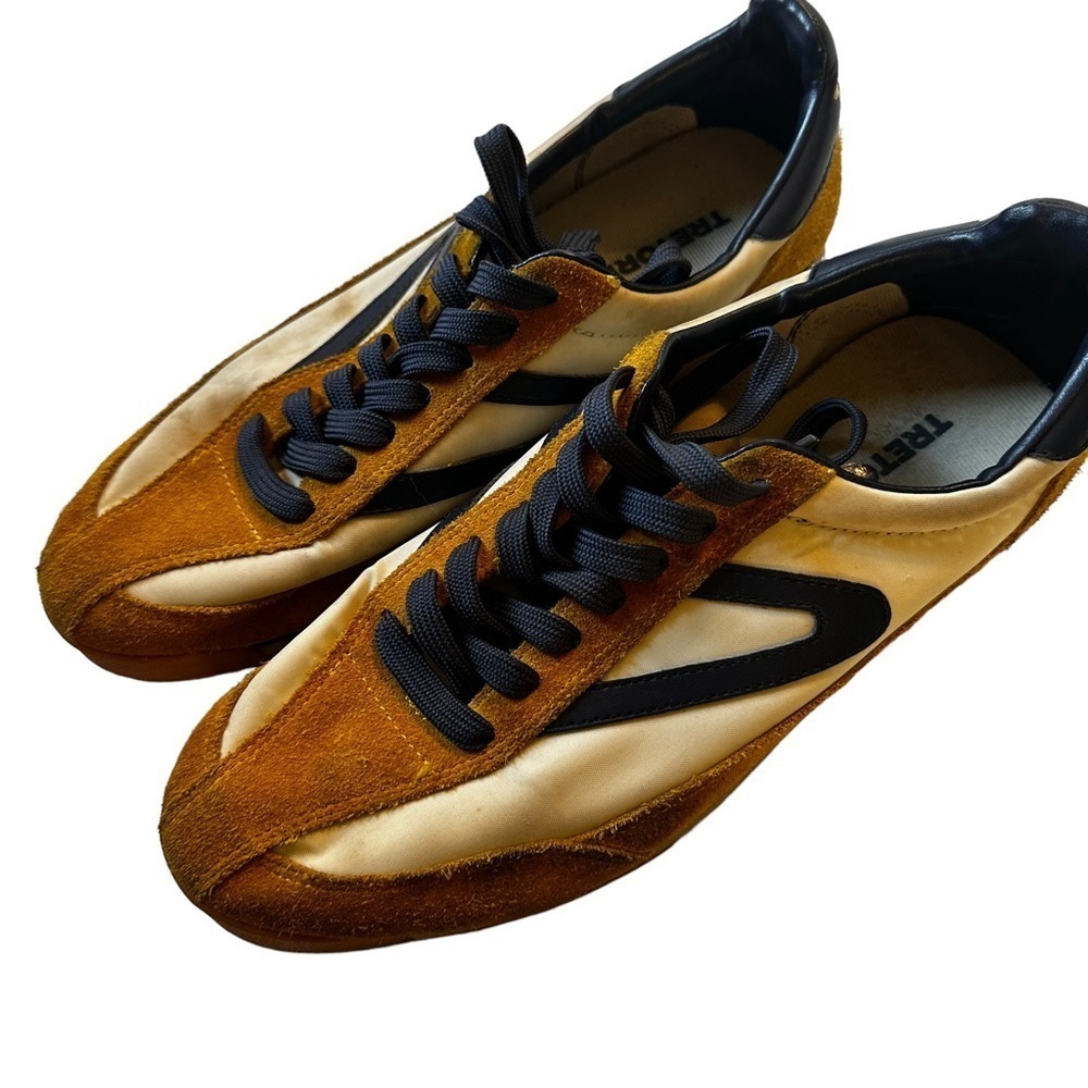 Tretorn Rawlins 2 Leather Blue Tan White Sneaker Tennis Shoe | Men’s Size 9